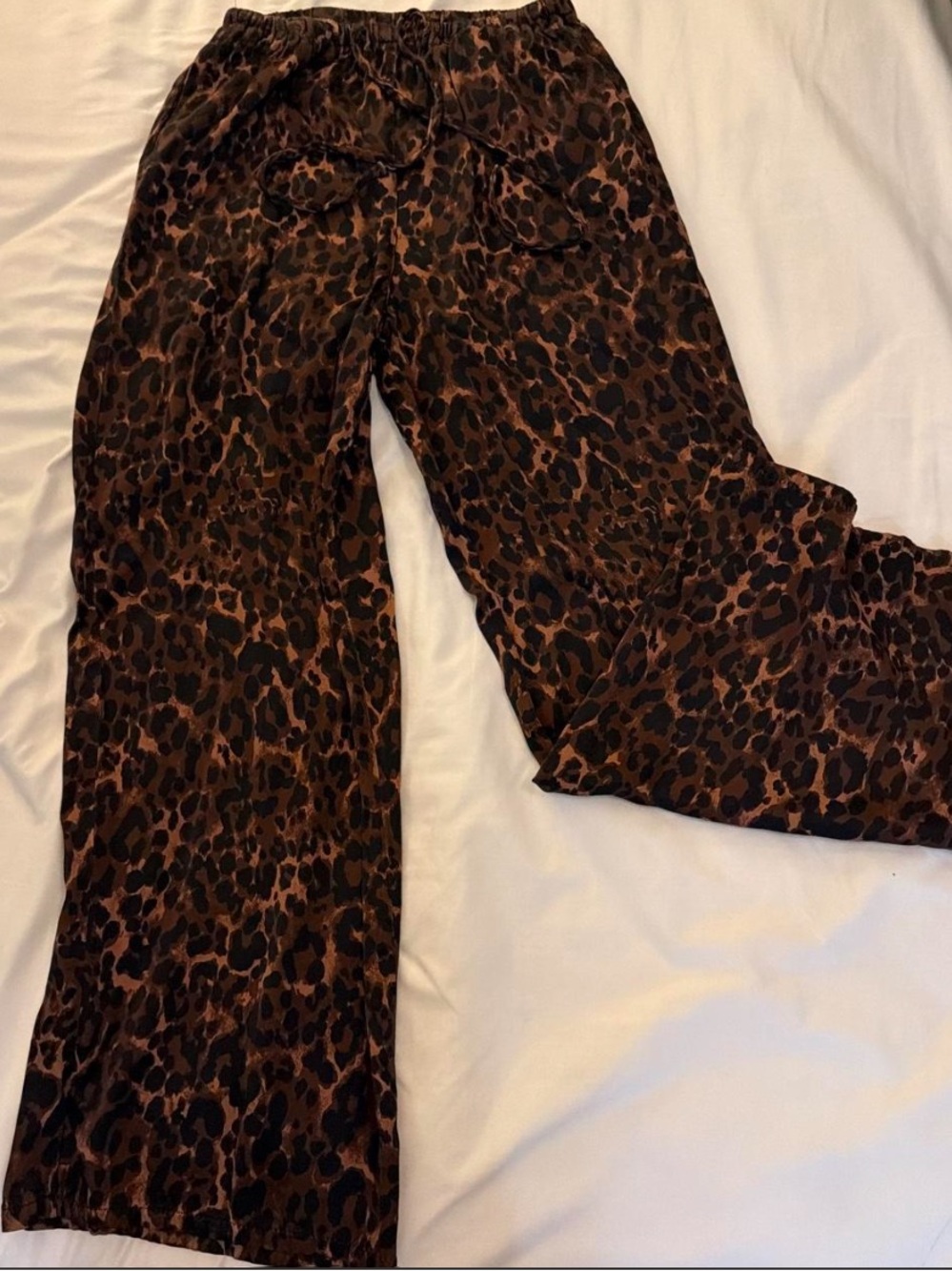 Topshop Brown Leopard-Print Wide Leg Pants